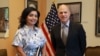 US Ambassador to Uzbekistan Jonathan Henick talking with VOA's Navbahor Imamova, Tashkent