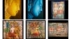 Paintings of Buddha, Apsara dancers, and animals (Courtesy of Khmer Art Gallery) 