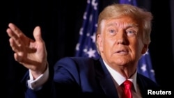 Mantan presiden AS Donald Trump berbicara dalam sebuah acara kampanye di Council Bluffs, Iowa, pada 7 Juli 2023. (Foto: Reuters/Scott Morgan)
