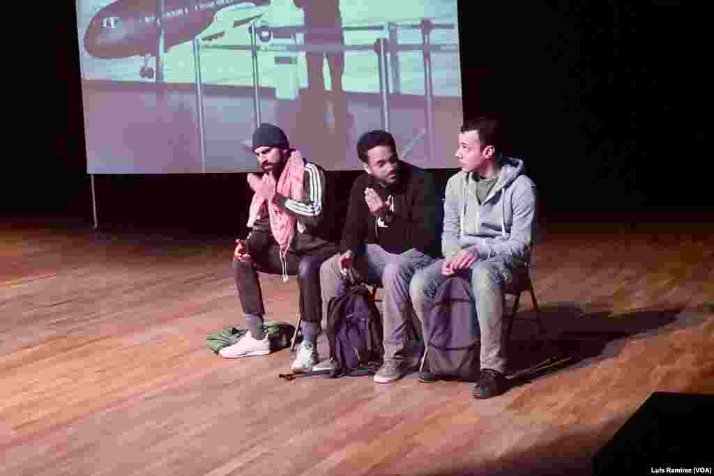 A play called "Jihad," which tells the story of young Belgian Muslims who are radicalized in Syria, is being performed in France. Adel Djemai, right, says, "The play does not pretend to provide any answers or solutions. But it tries to get the audience to ask the questions about what the essence of what goals these young people have set for themselves and what drives them to do it."