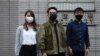 Aktivis Hong Kong (dari kanan): Joshua Wong, Ivan Lam dan Agnes Chow tiba di pengadilan di Hong Kong, Senin, 23 November 2020.