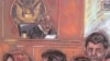 This drawing shows five of the 10 arrested Russian spy suspects in a New York courtroom, 28 Jun 2010