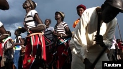 People dance during celebrations to commemorate the second anniversary of South Sudan's independence, Juba, July 9, 2013.
