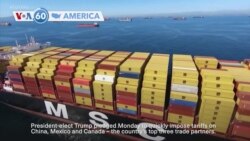 VOA60 America - Trump pledges immediate tariffs on goods from Mexico, Canada and China