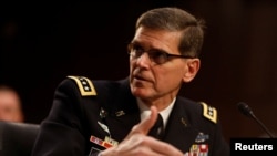 FILE - U.S. Army Gen. Joseph Votel, commander of the U.S. Central Command, testifies before the Senate Armed Services Committee on Capitol Hill in Washington, March 9, 2017. 