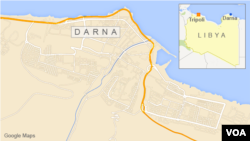 Peta wilayah Libya dan kota Darna.