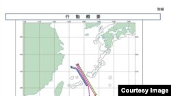 中国军机飞行路线图。来源：日本防卫省统合幕僚监部
