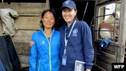 지난 2016년 10월 세계식량계획(WFP) 관계자들이 북한 함경북도 연사군 수해지역을 방문하고 비상구호품 지원 상황을 점검했다.