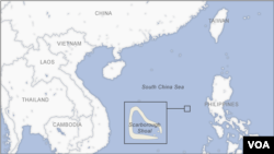 南中國海斯卡伯勒淺灘（中國稱為黃岩島）的地理位置圖