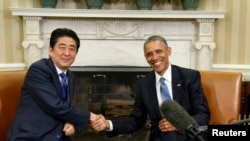 美國總統奧巴馬(右)與日本首相安倍晉三