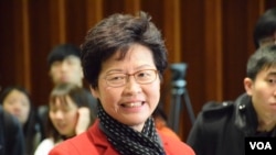 香港候任特首林鄭月娥（美國之音湯惠芸攝）