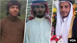 Foto tiga pembangkang Arab-Iran yang dieksekusi di penjara, di Kota Ahvaz, Iran, 28 Februari 2021. Kiri-kanan: Naser Khafajian, Jasem Heidary, dan Ali Khasraji. (VOA Persian)