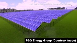 An illustration of the solar field being built for the Fremont school system. The solar field will be located behind the middle school, on farm land owned by the school district.