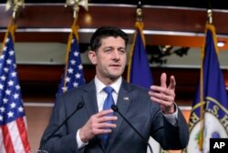 Speaker of the House Paul Ryan, R-Wis., speaks during a news conference about the massive government spending bill moving through Congress, on Capitol Hill in Washington, March 22, 2018.