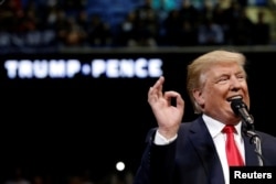 Republican U.S. presidential nominee Donald Trump speaks at a campaign rally in Wilkes-Barre, Pennsylvania, October 10, 2016.
