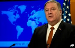 Secretary of State Mike Pompeo speaks during the release of the 2018 Country Reports on Human Rights Practices at the Department of State in Washington, March 13, 2019.