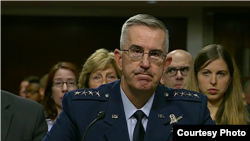 美軍戰略司令部司令海騰上將John Hyten2019年7月30日在參議院軍事委員會上作證 （參議院視頻截圖）