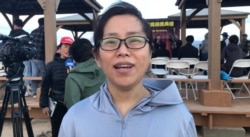 奧斯卡人權獎獲得者王晶。 （美國之音，2021年4月25日攝於自由雕塑公園）