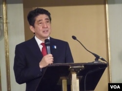 安倍2013年4月末访俄时，在莫斯科对两国工商界发表演讲。
