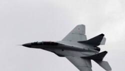 FILE - Russian MIG-29 plane is seen in flight, in Zhukovsky, outside Moscow, Russia, Aug. 11, 2012.