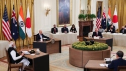 9月23日，拜登总统在白宫与来访的印度、澳大利亚和日本领导人举行面对面的会谈。