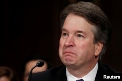 FILE - U.S. Supreme Court nominee Brett Kavanaugh is pictured testifying before the Senate Judiciary Committee on Capitol Hill in Washington, Sept. 27, 2018.