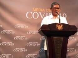 Jubir Penanganan Virus Korona Dr Achmad Yurianto. (Foto: VOA/Ghita)