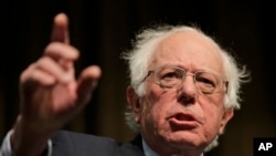 Sen. Bernie Sanders speaks during the National Action Network Convention in New York, April 5, 2019.