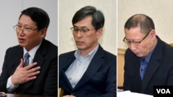 북한에 장기간 억류된 한국인 김정욱, 김국기, 최춘길 씨. 김정욱 씨는 지난 2014년 5월 평양에서 열린 기자회견, 김국기 씨와 최춘길 씨는 지난 2015년 3월 기자회견 모습이다. 📷 AP(왼쪽), Reuters(가운데, 오른쪽).