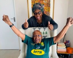 Arcebispo Desmond Tutu com a sua mulher Leah em Cape Town, 31 de Outubro 2019