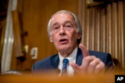 Sen. Ed Markey, D-Mass., questions Andrew Wheeler as he testifies at a Senate Environment and Public Works Committee hearing to be the administrator of the Environmental Protection Agency, on Capitol Hill in Washington, Jan. 16, 2019.