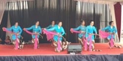 Seniman Tari di Solo menari memperingati Hari Tari Sedunia tahun 2019 (Foto: VOA/ Petrus Riski).