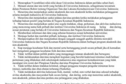 Pakta Integritas yang dibagikan ke mahasiswa UI. (Foto: Courtesy)