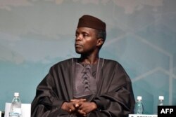 FILE- Nigerian Vice President Yemi Osinbajo is seen in Abidjan, Sept. 1, 2015. On medical leave, Nigerian President Muhammadu Buhari temporarily transferred power to Osinbajo Jan. 19.
