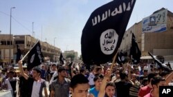 ISIL 점령지에서 벌어진 친 ISIL 시위 현장 (자료사진)