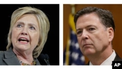 联邦调查局局长科米（右），希拉里·克林顿（左）