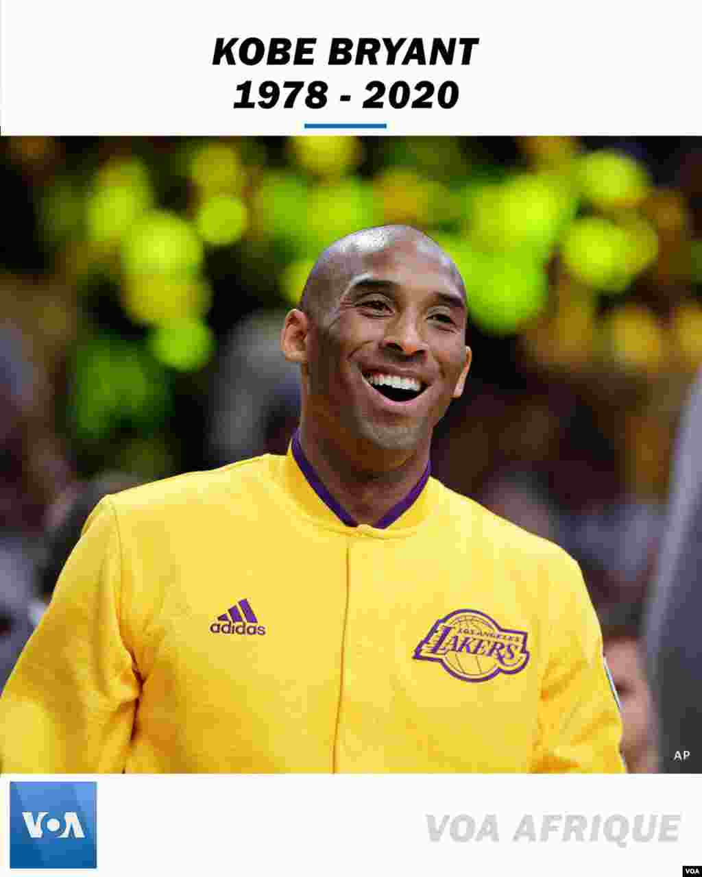 Kobe Bryant moko na ba basketteurs batikali lisoslo na NBA, akufi na likama ya hélicoptère na Californie, 16 janvier 2020.