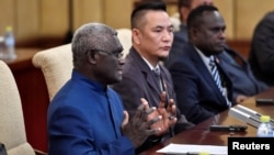 所羅門群島現任總理瑪納西·索加瓦雷（Manasseh Sogavare）2019年在北京。（資料照片）