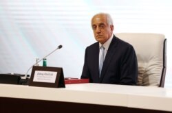 Zalmay Khalilzad, U.S. envoy for peace in Afghanistan is seen during talks between the Afghan government and Taliban insurgents in Doha, Qatar, Sept. 12, 2020.