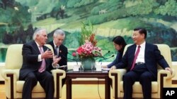 美國國務卿蒂勒森在北京中國國家主席習近平