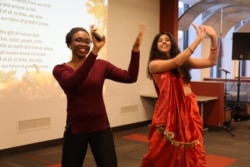 After the formal performances, some informal dances kept the event going. (Esha Sarai/VOA)