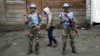 FILE - Two MONUSCO soldiers are seen standing guard in Goma, DRC.