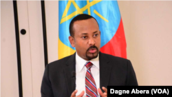Ethiopian Prime Minister Abiy Ahmed discusses his first year in office, May 27, 2019, in Addis Ababa, Ethiopia