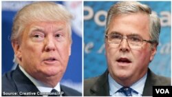 Donald Trump (left) and Jeb Bush, GOP presidential candidates