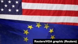 Zastave Sjedinjenih Država i Evropske unije (Foto: Reuters/VOA graphic)
