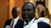 FILE - South Sudan's opposition leader Riek Machar speaks during a briefing ahead of his return to South Sudan as vice president, in Ethiopia's capital Addis Ababa April 9, 2016. 