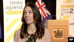 In this image made from video, New Zealand Prime Minister Jacinda Ardern looks up when an earthquake struck during a live television interview in Wellington, New Zealand, Monday morning, May 25, 2020. New Zealand sits on the Pacific Ring of Fire and…
