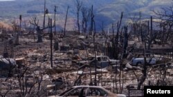 Kerusakan akibat kebakaran hutan dan lahan di Kota Lahaina, Pulau Maui, Selasa, 15 Agustus 2023. (Foto: Mike Blake/Reuters)