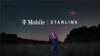 Logo Starlink, sevis entenet rapid Elon Musk la ak rezo telefon movil T Mobile. 