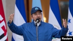 Presiden Nikaragua Daniel Ortega berpidato dalam upacara peringatan Hari Kemerdekaan Nikaragua ke-199, di Managua, Nikaragua,15 September 2020.